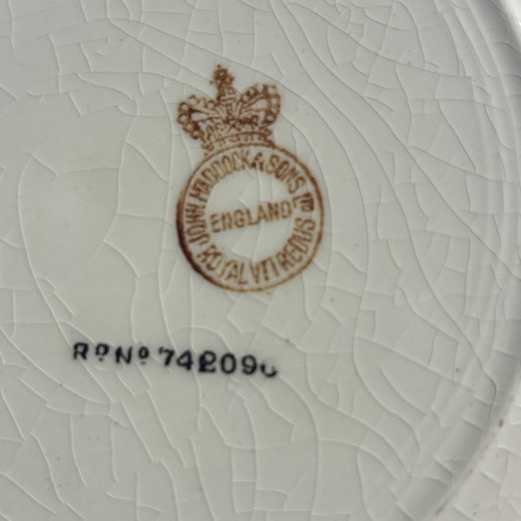 Set of 2 antique John Maddock and Sons 8” ceramic plates in Rustic pattern - Picture 8 of 11